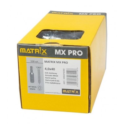 MATRIX MX PRO 4,0 x 40, ŁEB STOŻKOWY, Frez zagłębiający, Gniazdo MX 20