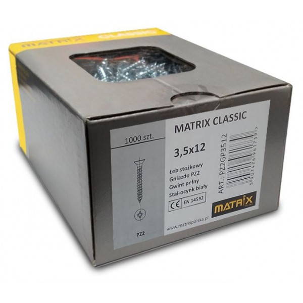 MATRIX CLASSIC WKRĘT 3,5 X 12, ŁEB STOŻKOWY, PZ2