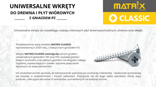 Uniwerslane wkręty Matrix Classic